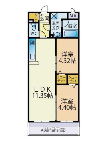 グレイスヒル(2LDK/1階)の間取り写真