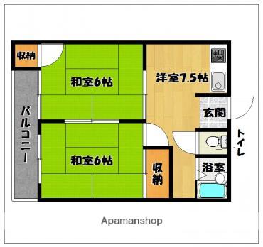 サンビレッジ加布里(2DK/2階)の間取り写真