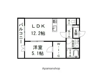 ユメリア和多田(1LDK/2階)の間取り写真