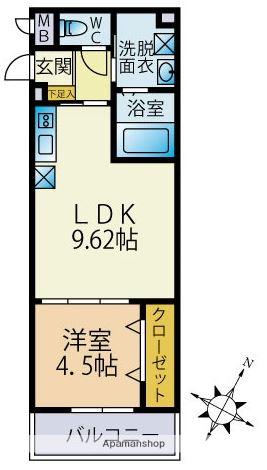 デーメーテール(1LDK/3階)の間取り写真