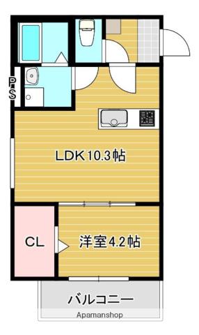 CRECIA前原駅前(1LDK/3階)の間取り写真