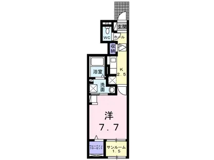 ヒカルサ伊万里イーストⅡ(1K/1階)の間取り写真