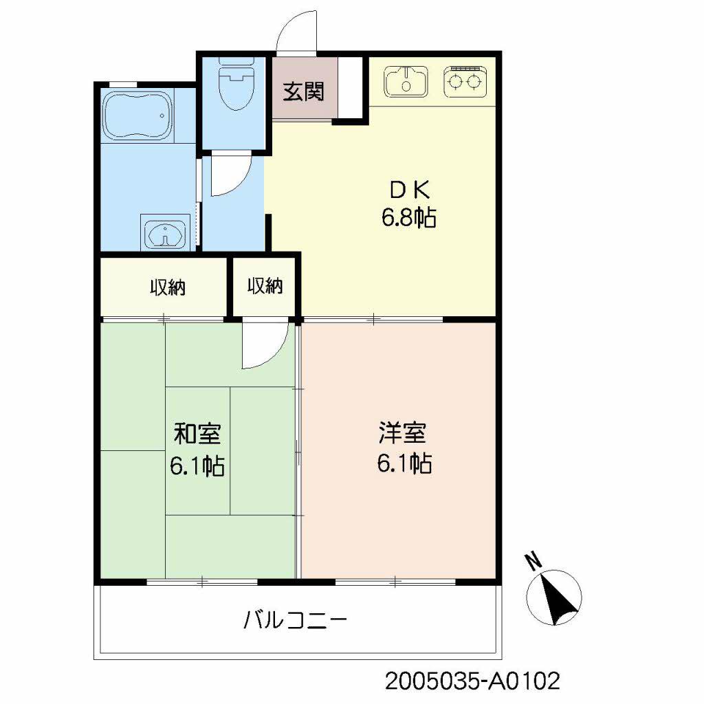 サンコーポ今宿(2DK/1階)の間取り写真