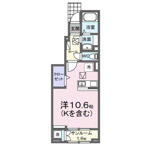 ホーリープレイス唐津 Ⅱ(ワンルーム/1階)の間取り写真