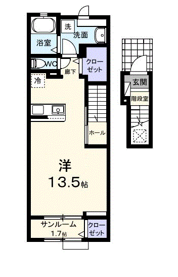 ホーリープレイス唐津 Ⅰ(ワンルーム/2階)の間取り写真