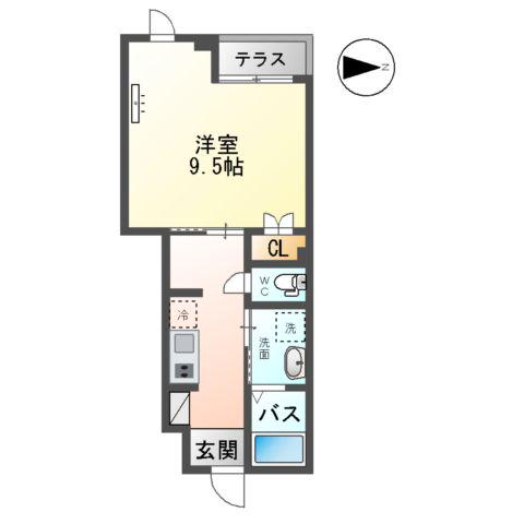 ハピネス1(1K/1階)の間取り写真