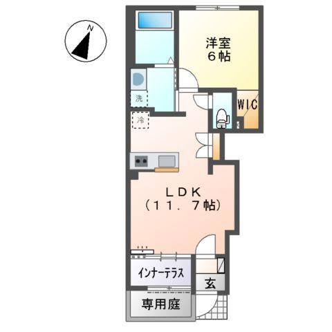 サンマリーナM(1LDK/1階)の間取り写真