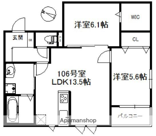 ステラ師吉(2LDK/1階)の間取り写真
