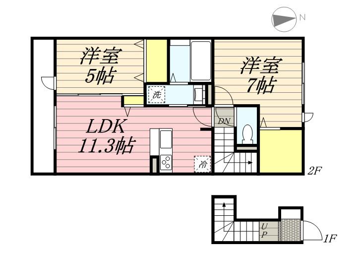 アイオライト(2LDK/2階)の間取り写真