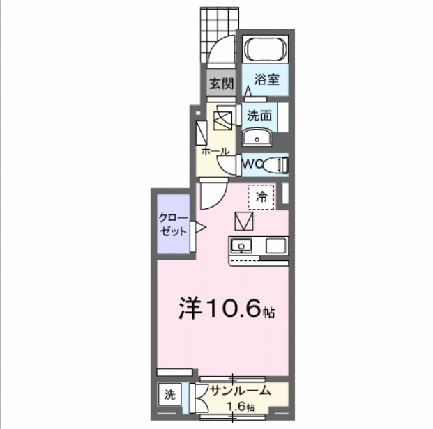 ウィンズ・ウエスト Ⅱ(ワンルーム/1階)の間取り写真