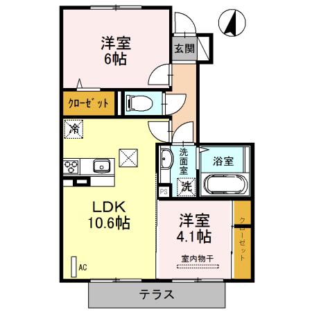 ルミナス伊万里(2LDK/1階)の間取り写真