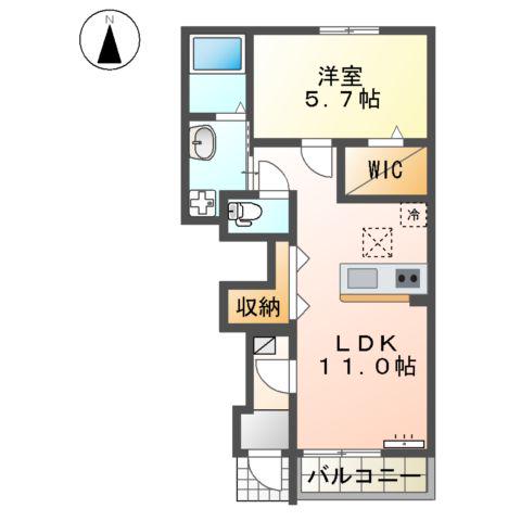 鏡アパートB棟(1LDK/1階)の間取り写真