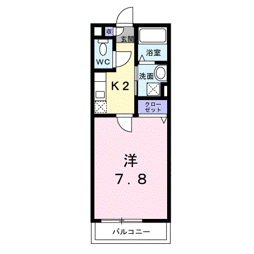 アザレア伊万里Ⅰ(1K/2階)の間取り写真