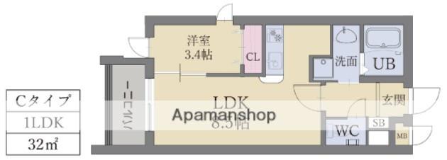 LIFEFIELD伊都(1LDK/2階)の間取り写真