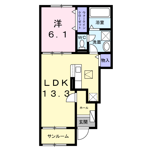 アーベイン西町(1LDK/1階)の間取り写真
