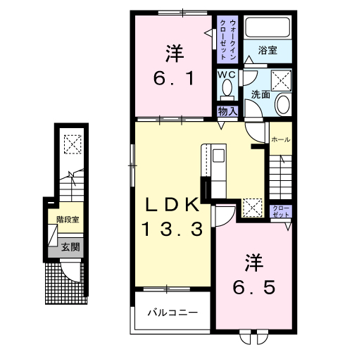 アーベイン西町(2LDK/2階)の間取り写真