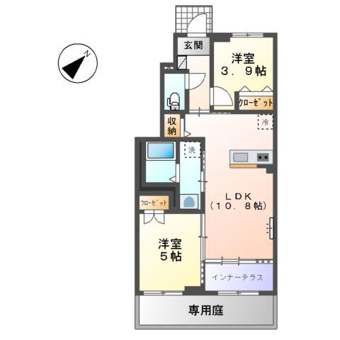 東唐津アパート(2LDK/1階)の間取り写真