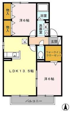 エイコーン南風台(2LDK/2階)の間取り写真