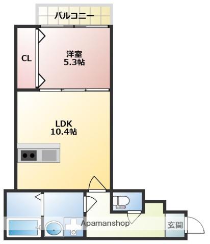 SUNMARK横浜(1LDK/2階)の間取り写真