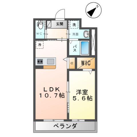 カーサ・グラン 伊都(1LDK/2階)の間取り写真