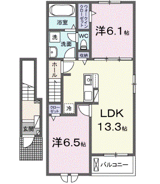 ポライトリー和 Ⅱ(2LDK/2階)の間取り写真