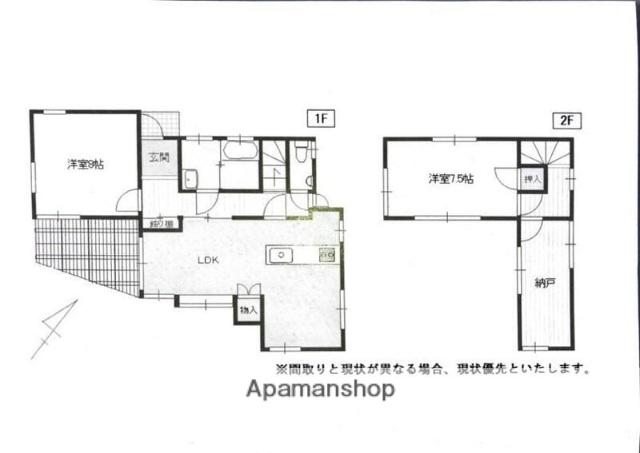 筑肥線 加布里駅 徒歩38分 2階建 築49年(2SLDK)の間取り写真