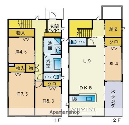 福岡県糸島市 2階建 築17年(4LDK)の間取り写真