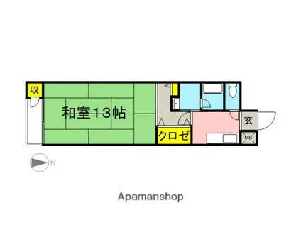 福岡市空港線 室見駅 徒歩4分 7階建 築19年(1K/2階)の間取り写真