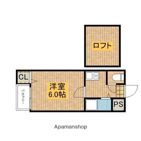 アート21前原(1K/2階)の間取り写真