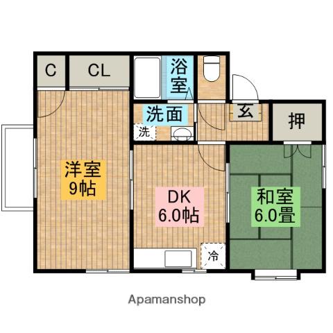 グリーンハイム曽根(2DK/2階)の間取り写真