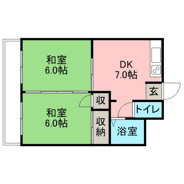 サンコーポ今宿(2DK/1階)の間取り写真