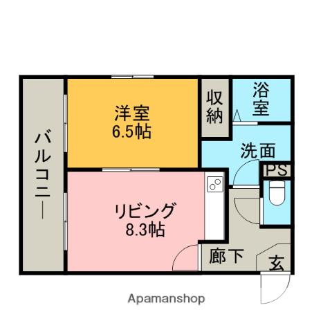 ジュネスⅡ(1LDK/2階)の間取り写真