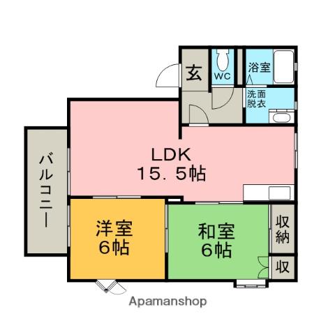 アーバンライフ美しが丘(2LDK/1階)の間取り写真