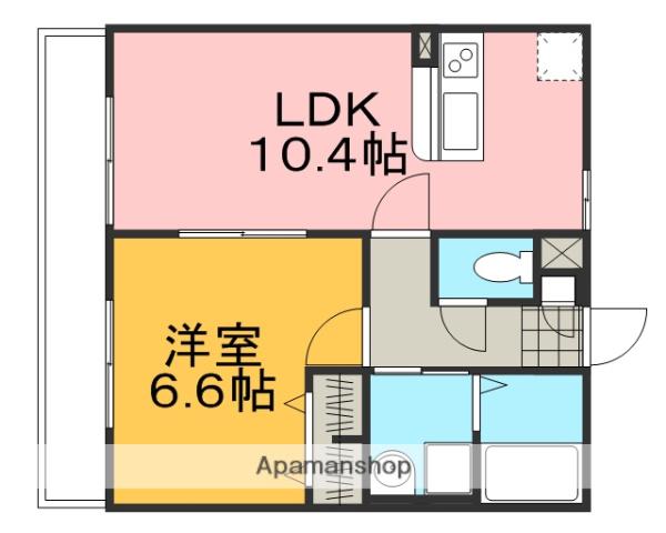 アンプルール クラージュ TOSU(1LDK/2階)の間取り写真