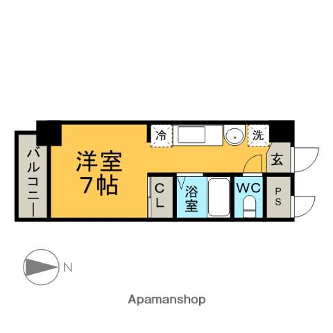 大保ハイツA(ワンルーム/2階)の間取り写真