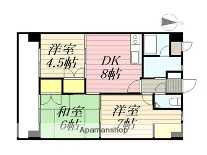 メゾン原Ⅱ(3DK/7階)の間取り写真