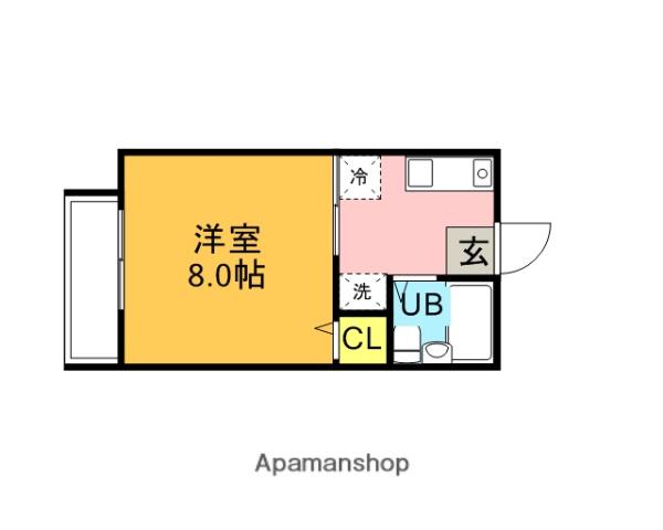 シティ西新ABCD棟(1DK/2階)の間取り写真