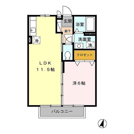 サンライズⅠ番館(1LDK/2階)の間取り写真