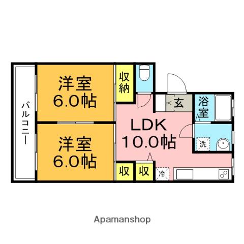 マンションエスティー(2LDK/3階)の間取り写真