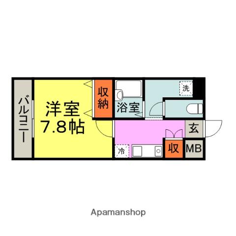 ネバーランドぶどうの樹(1K/4階)の間取り写真