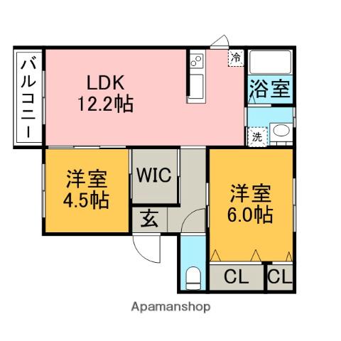 コンフォート恵比寿(2LDK/2階)の間取り写真