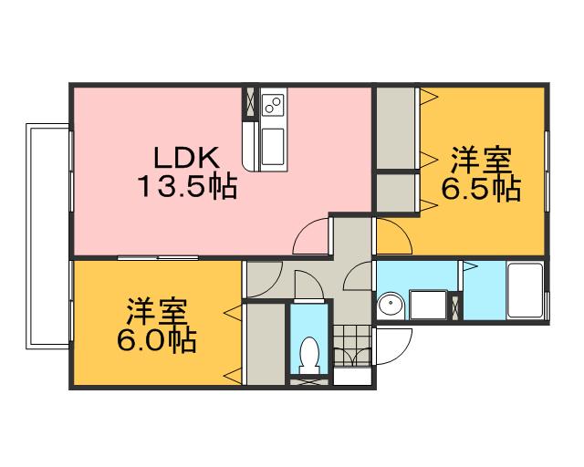 ヴェルドミール・大山(2LDK/2階)の間取り写真