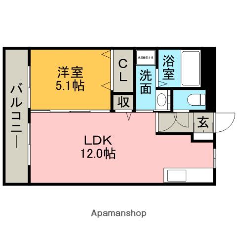 元町パークビル(1LDK/4階)の間取り写真