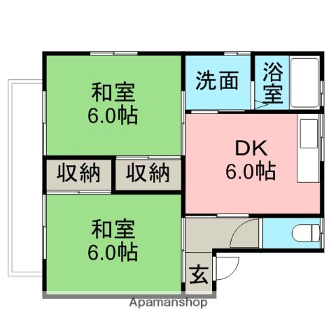 白石ハイツ(2DK/1階)の間取り写真