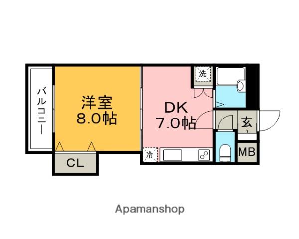 プライムハイツ中島A棟(1DK/1階)の間取り写真