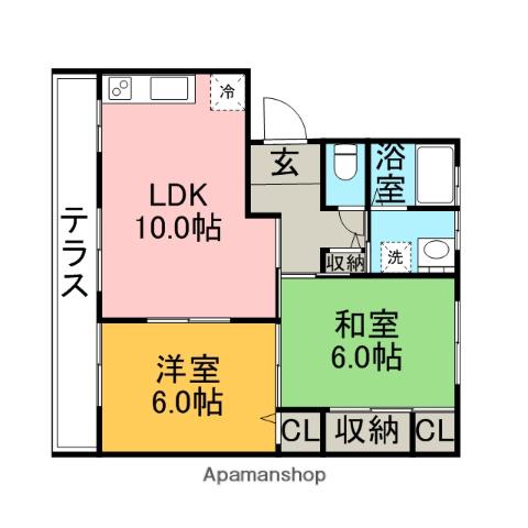 ファミール2000(2LDK/1階)の間取り写真