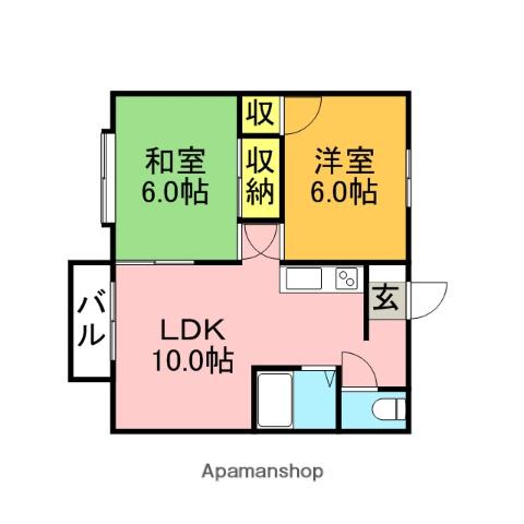 マイネハイマート(2DK/1階)の間取り写真