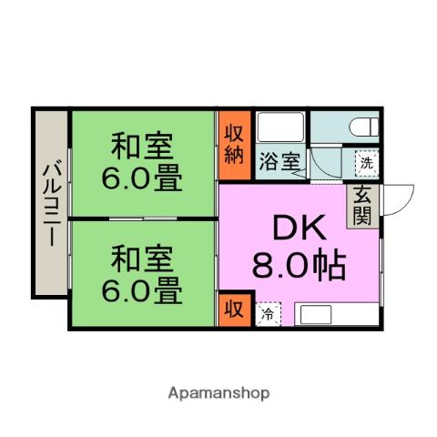 メゾンドールSUN(2DK/1階)の間取り写真
