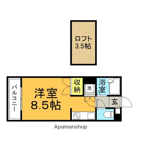 OAK VILLAちくしの(ワンルーム/3階)の間取り写真