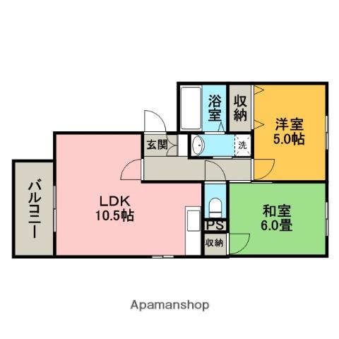 アイウィル(2LDK/1階)の間取り写真